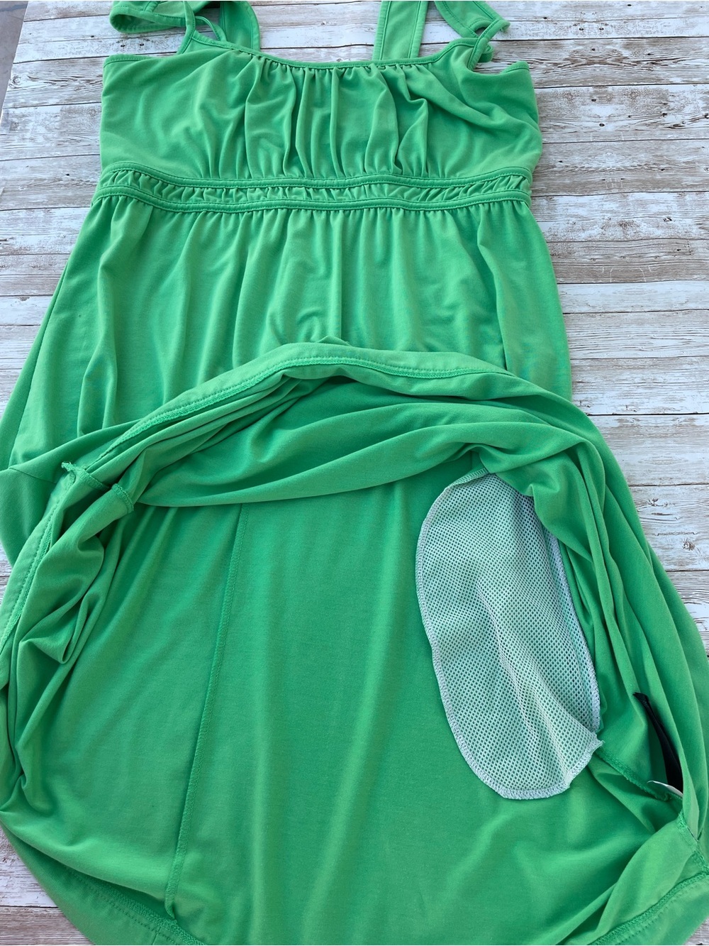 North Face Sundress Chartreuse Green Sleeveless Tank Empire Waist Zip Pocket WL - Picture 9 of 16